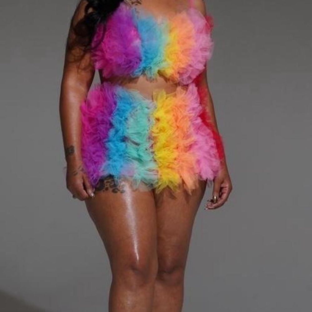 Colorful Rainbow Tulle Two-Piece Set
